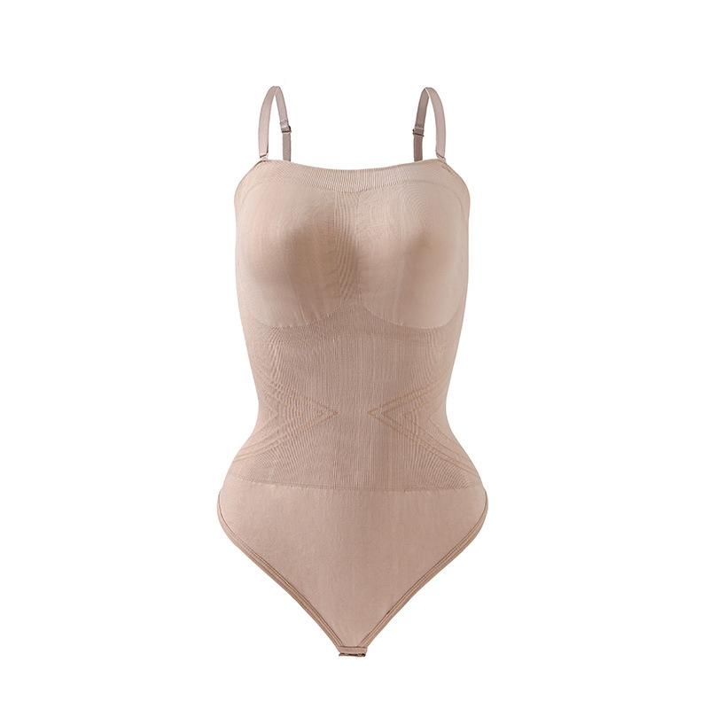 One-piece shapewear: sexy bandeau style with detachable straps; strapless fastening body-shaping corset