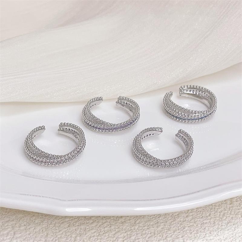 Bead Edge Diamond Stacked Open Ring Simple Niche Design High Sense Fashion Light Luxury Ring