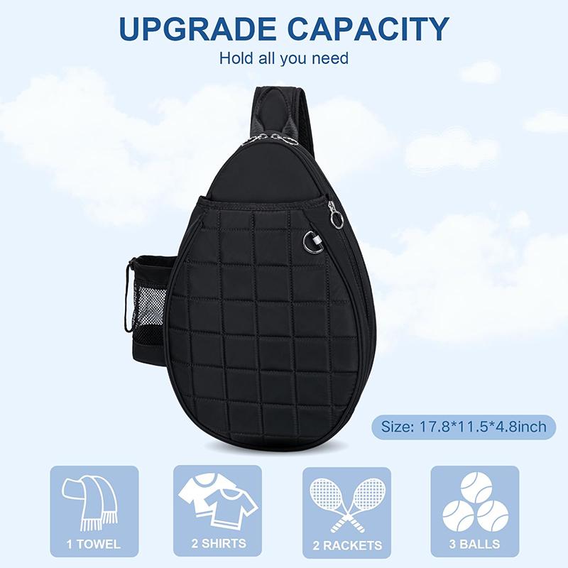Tenisová taška, Prošívaný tenisový batoh pojme 2 rakety, Vodotěsná crossbody taška přes rameno, Pickleballové tašky pro ženy, muže a mládež