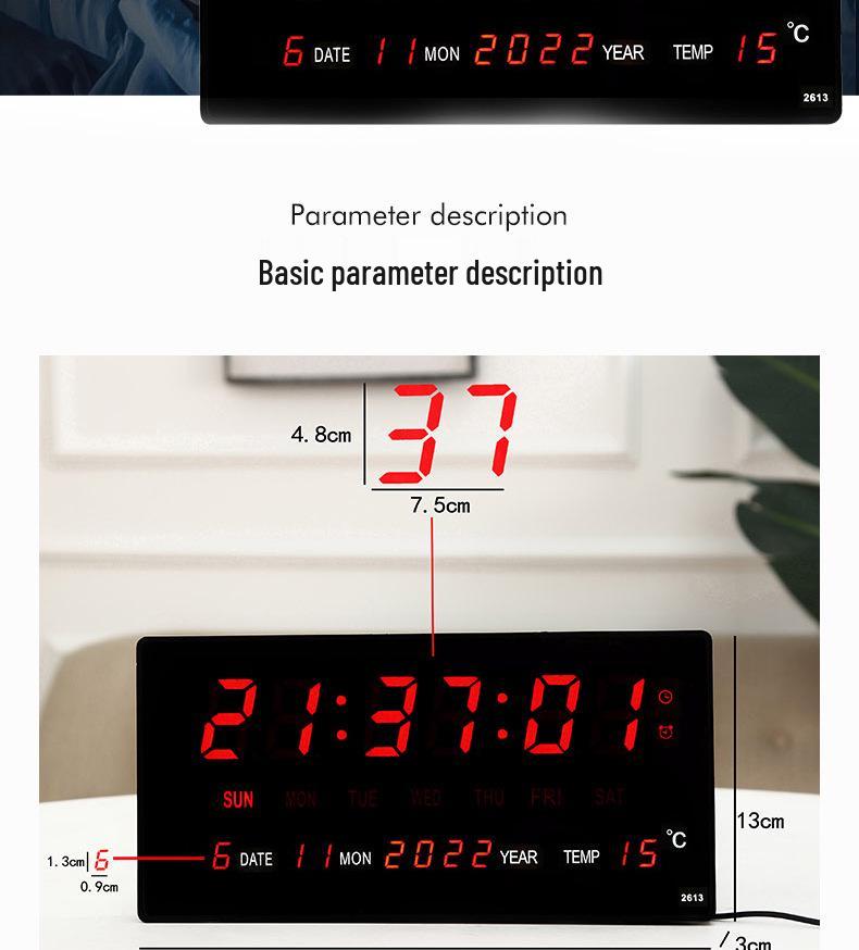 LED Digital Perpetual Calendar Clock with Smart Night Light for Living Room
