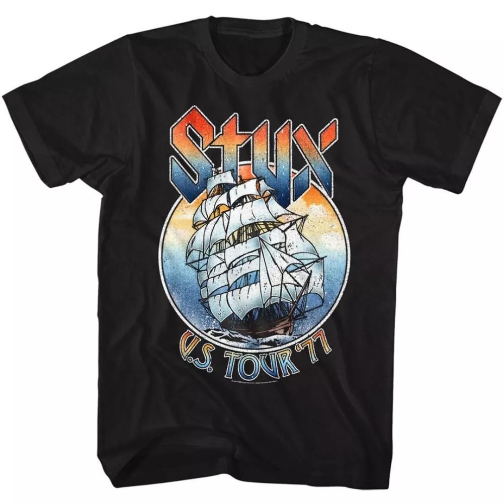 Styx Vintage Concert T-shirt - US Tour 1977. Men s Unisex Black Fashion Shirt  O Unisex T-Shirt S