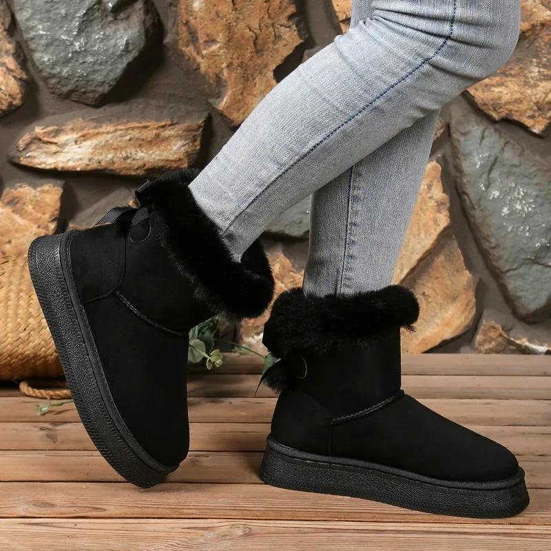 Fashion 2025 Brand Shoes Female Lace-up Women's Boots Fashion Short Plush Casual Winter Short Plush Plus Size Best Seller Snow Boots
