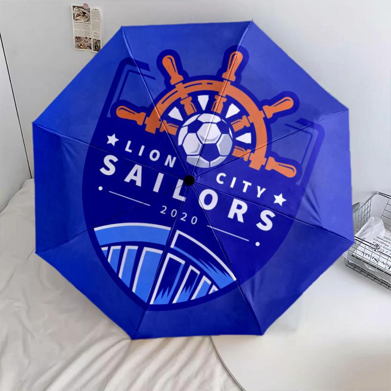 Lion City Sailors Football Club pattern, automatic folding umbrella, portable and foldable design, 8 ribs, a Christmas or birthday gift.