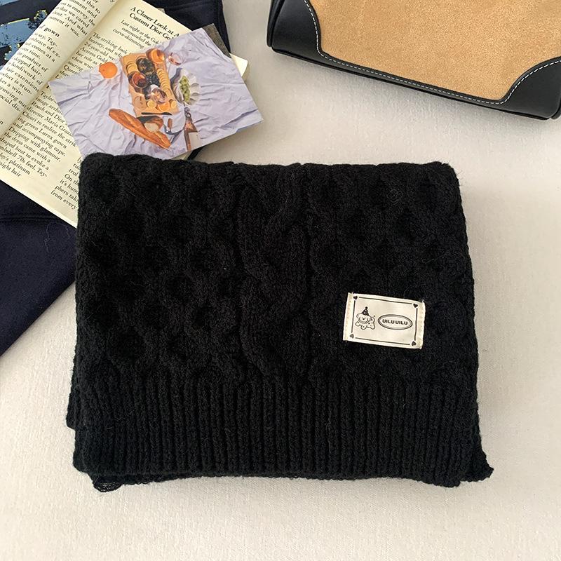 New Christmas atmosphere red knitted scarf women's winter thickened neck protection warm scarf versatile tide