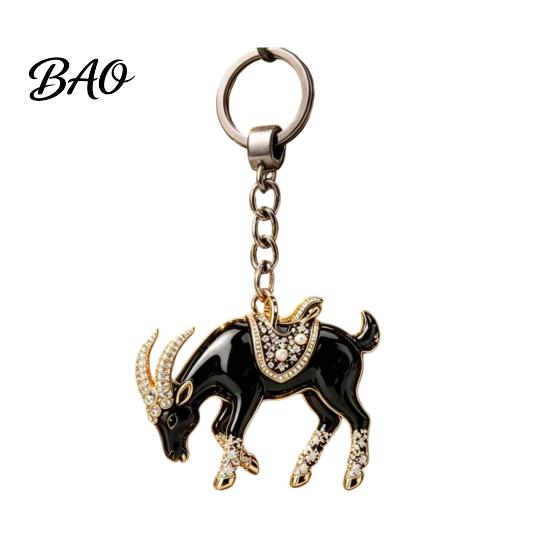 Sheep Accessory Acrylic Black Keyhcain, Goat Shaped Car Key Cartoon Keychain Ring Pendant, Backpack Handbag Charm Hanging Decoration