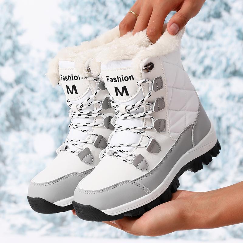 Women's Winter Ankle Boots Warm Non Slip Comfortable Lace Up Snow Boots Thick Plush Elegant Fashion Versatile Women's Long Boots