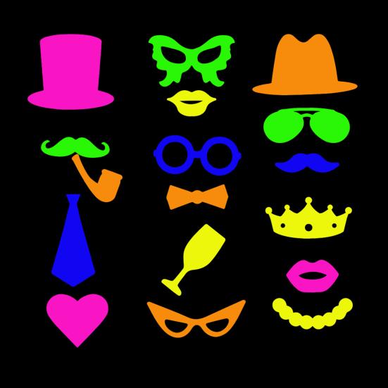 17Pcs Glow Neon Photo Booth Props Fully Assembled Fluorescent Birthday Party Fun Photo Shoot Accessories