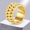 Vnox 11mm Ring in Armbandform für Herren, Goldfarbener Edelstahl Punk Fingerring, Rock Gothic Hiphop Jungen Schmuck