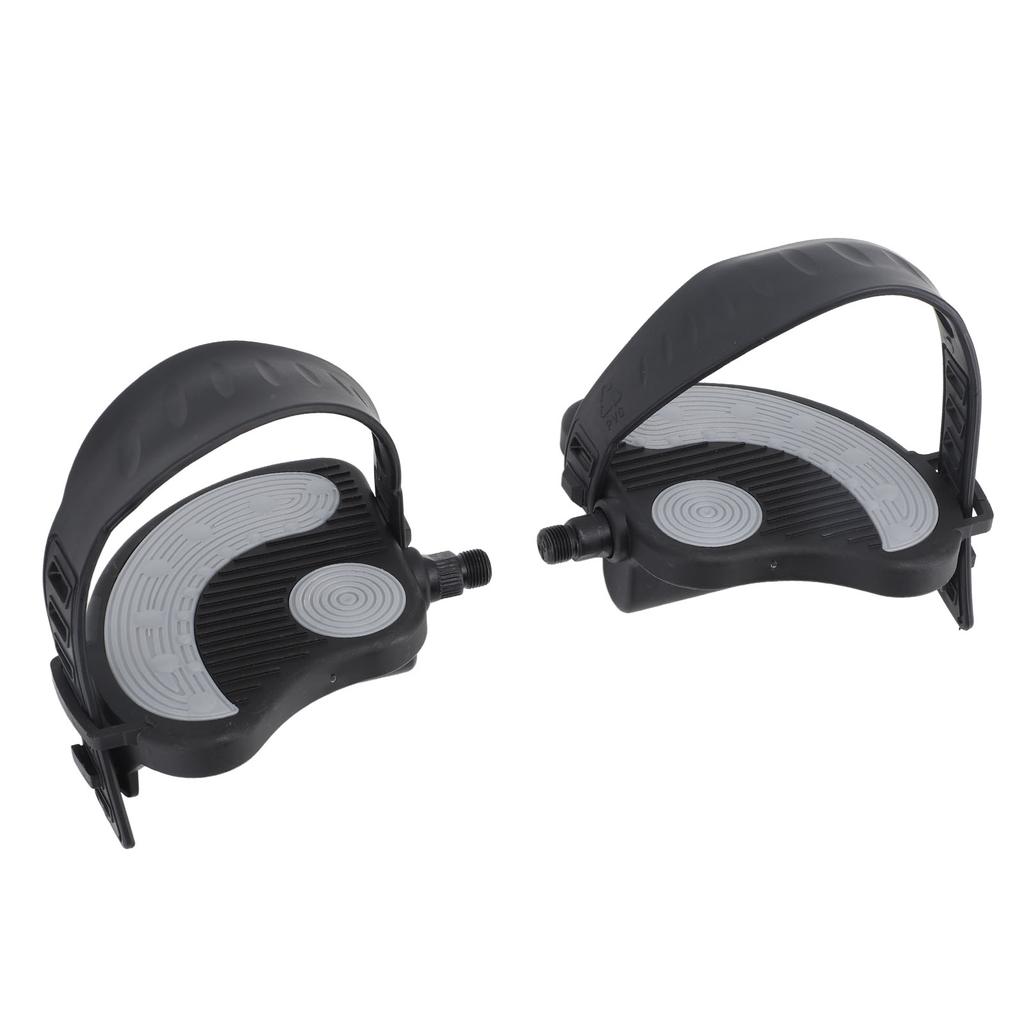 2PCS Exercise Bike Pedals with Straps PP PVC Stainless Steel Universal Adjustable Exercise Bike