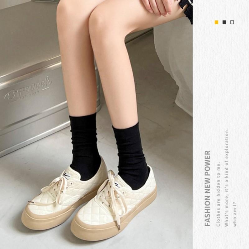 Johnature Random 5 Colors Women Four Seasons Solid Color Versatile Breathable Comfortable Pure Cotton Summer Stacking Socks