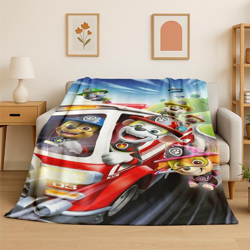 

Cartoon P-Patrol Cute Dog Flannel Blanket Soft Warm Throw Blanket for Bedroom Living Room Bed Travel Camping Picnic Gift kids 75x90cm