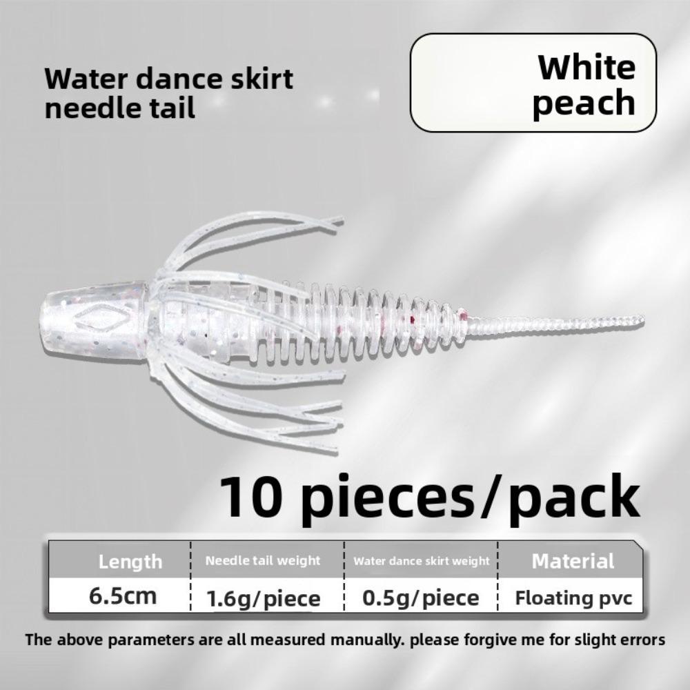 10pcs Set Threaded Light Water Dance Skirt Apron Soft Material Wild Design Needle Tail Swimbait Black Pit Fishing Lure Set