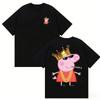 Summer Peppa Pig Page Cartoon Pattern Printed T-shirt Kids Unisex Breathable Loose Casual