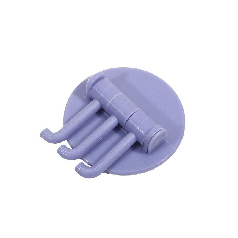 Seamless Rotatable Non-Punching Utility Hook Hangers Bathroom Kitchen Sticky Wall Triple Hook for Hanging Towel