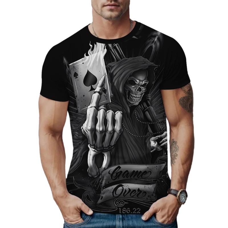 Summer Round Neck 3D Print Top Fashionable Casual Short Sleeved Men's T-shirts