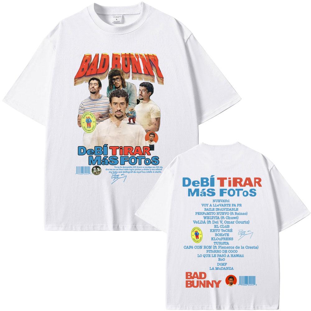 Rapper Bad Bunny Graphic T-shirt DeBi TiRAR MaS FOToS DTMF Print T Shirts Men Women Hip Hop Vintage Oversized T-shirt Streetwear