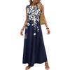 Ladies' Floral Print Casual And Fashionable Waist Cinched Sleeveless Dress