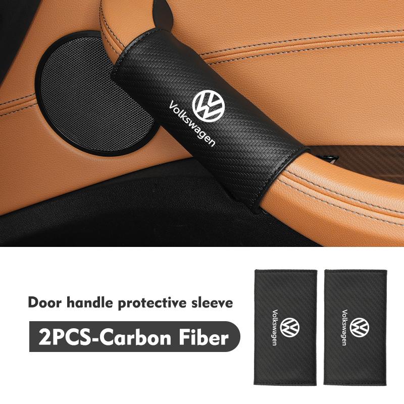 RUN1 Car Door Inner Handle Protector Armrest Handle Decor Cover For Volkswagen VW Scirocco Passat Polo B5 B6 B7 CC Tiguan Sharan
