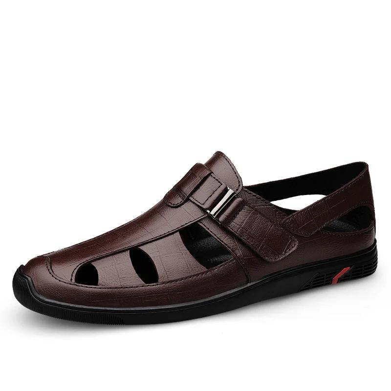 

Модные классические мужские деловые сандалии, быстросохнущая пляжная обувь, легкие уличные сандалии, нескользящая подошва, обувь для ходьбы, простые римские сандалии 45 коричневый