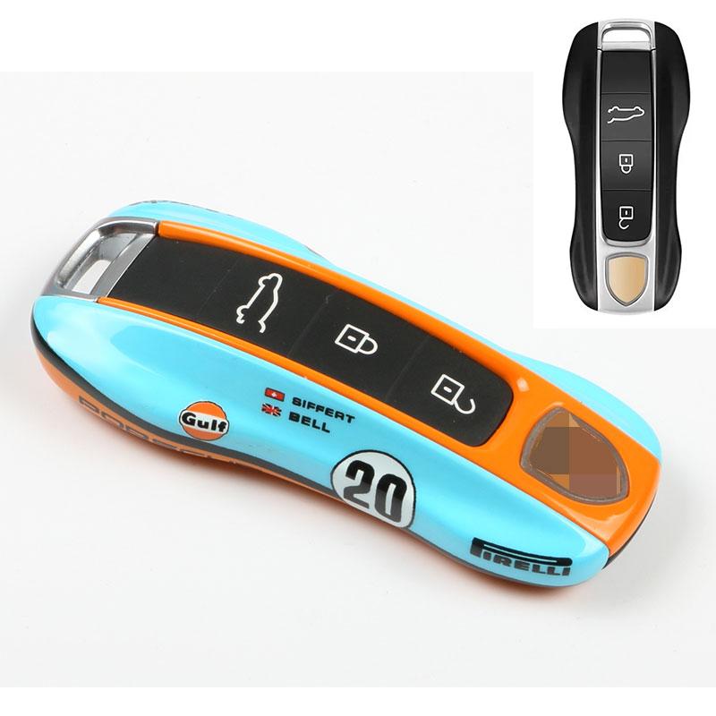 AABKQ1 Car Key Case Multi Colored Track For Porsche Mancan Panamera Cayenne 718 911 Boxster Cayman Key Cover Shell Replacement Kit