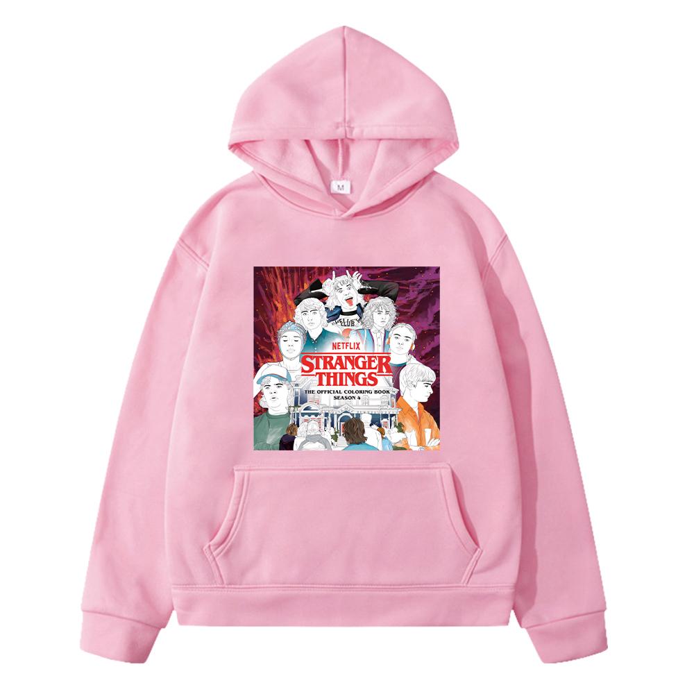 

Kawaii hoodies print stranger things Autumn jacket boys pullover anime hoodie Fleece sweatshirt y2k sudadera kids clothes girls 130 розовый