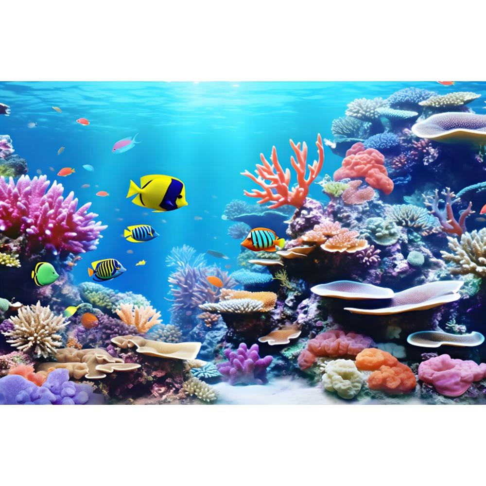 Underwater World Seabed Photography Backdrop Decor Ocean Undersea Fish Coral Baby Birthday Background Photo Studio Props Custom