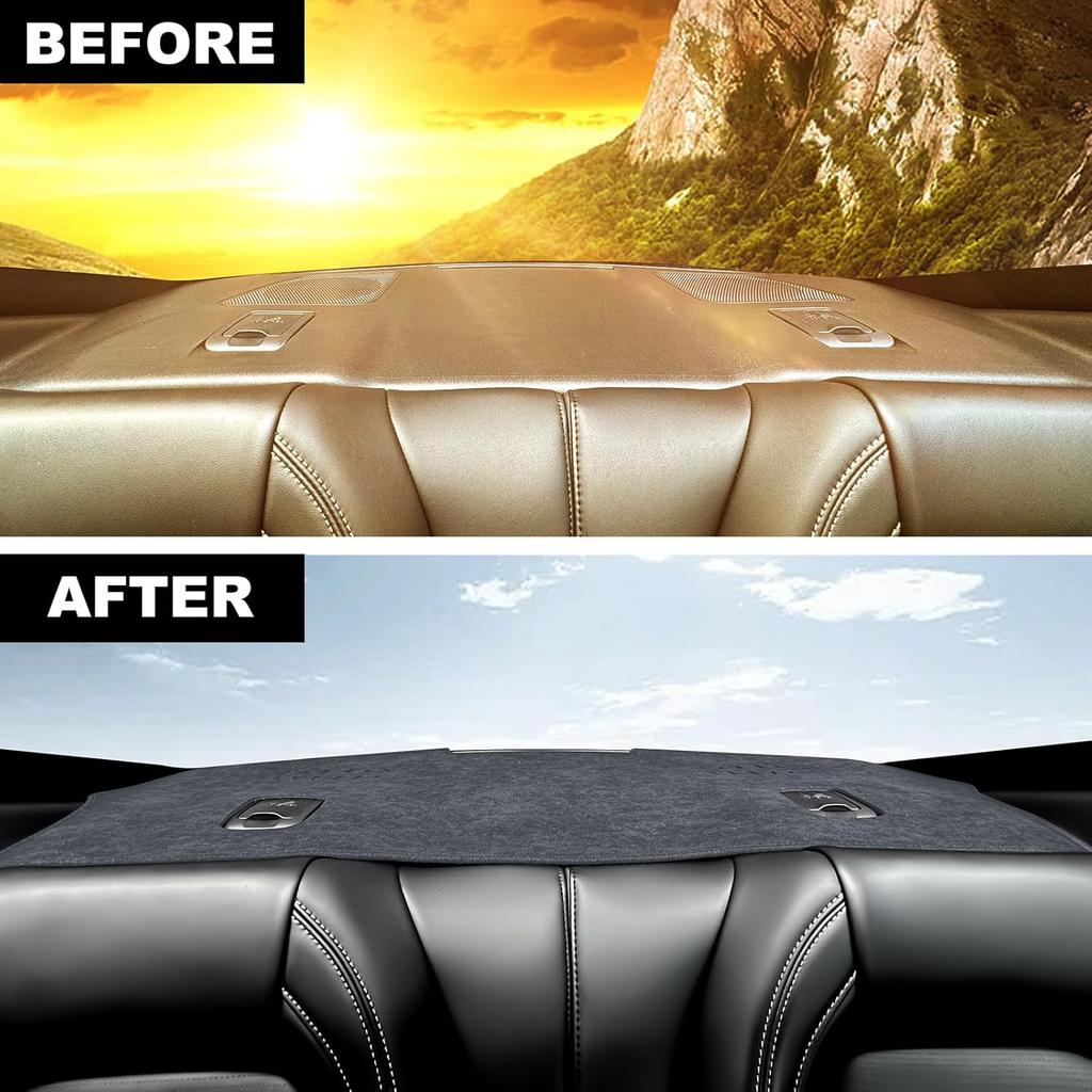 KUNGKIC pro Ford Mustang 2024 2025 Kryt zadní palubní desky Vlastní podložka palubní desky Interiérová koberecová podložka Flanelová sluneční clona Ochranná podložka Příslušenství Protiskluzová