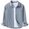 Men's Retro Long-Sleeve Casual Shirt: Simple Solid Color, All-Match Style