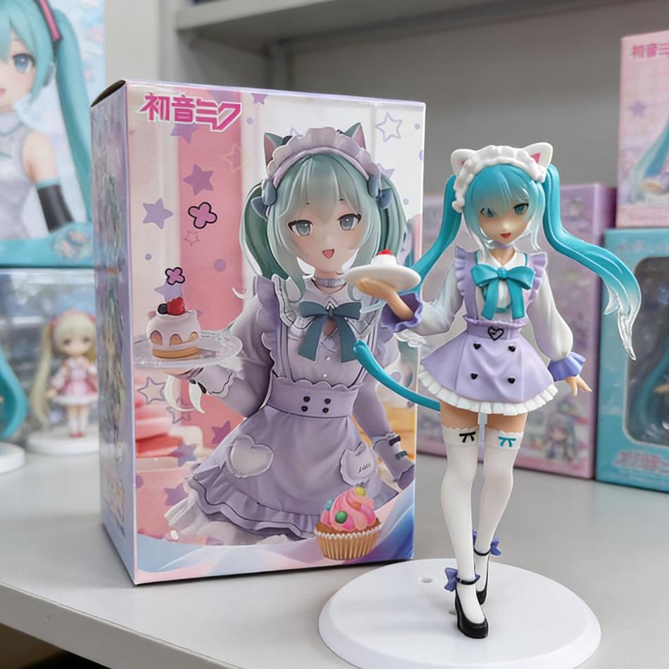 Hatsune Miku Piapro Scale Neko Maid Cafe Figure Cute Anime Girl Figurine Collection Decor Birthday Gift F NEX 1/7 Poseable Articulated Detailed