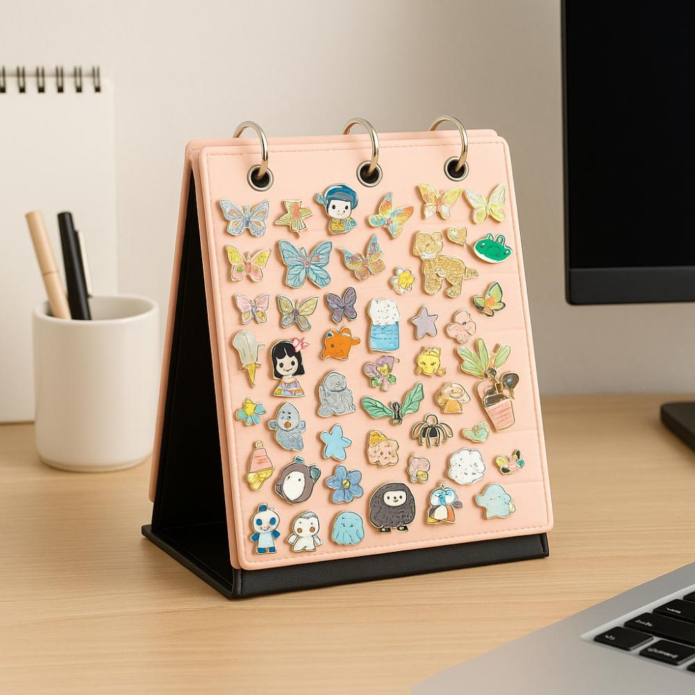 Großer Pin-Ausstellungsständer Klappdeckel-Abzeichen-Ausstellungskoffer Schuhanhänger-Halter Schmuckorganisator