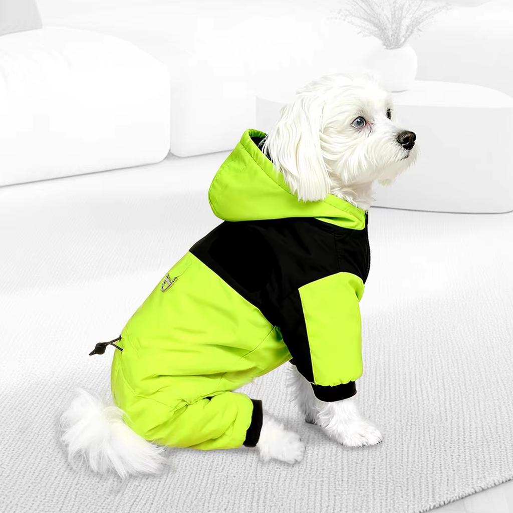 Winter Dog Clothes Hooded Four-Legged Warm Thickened Cotton Coat for