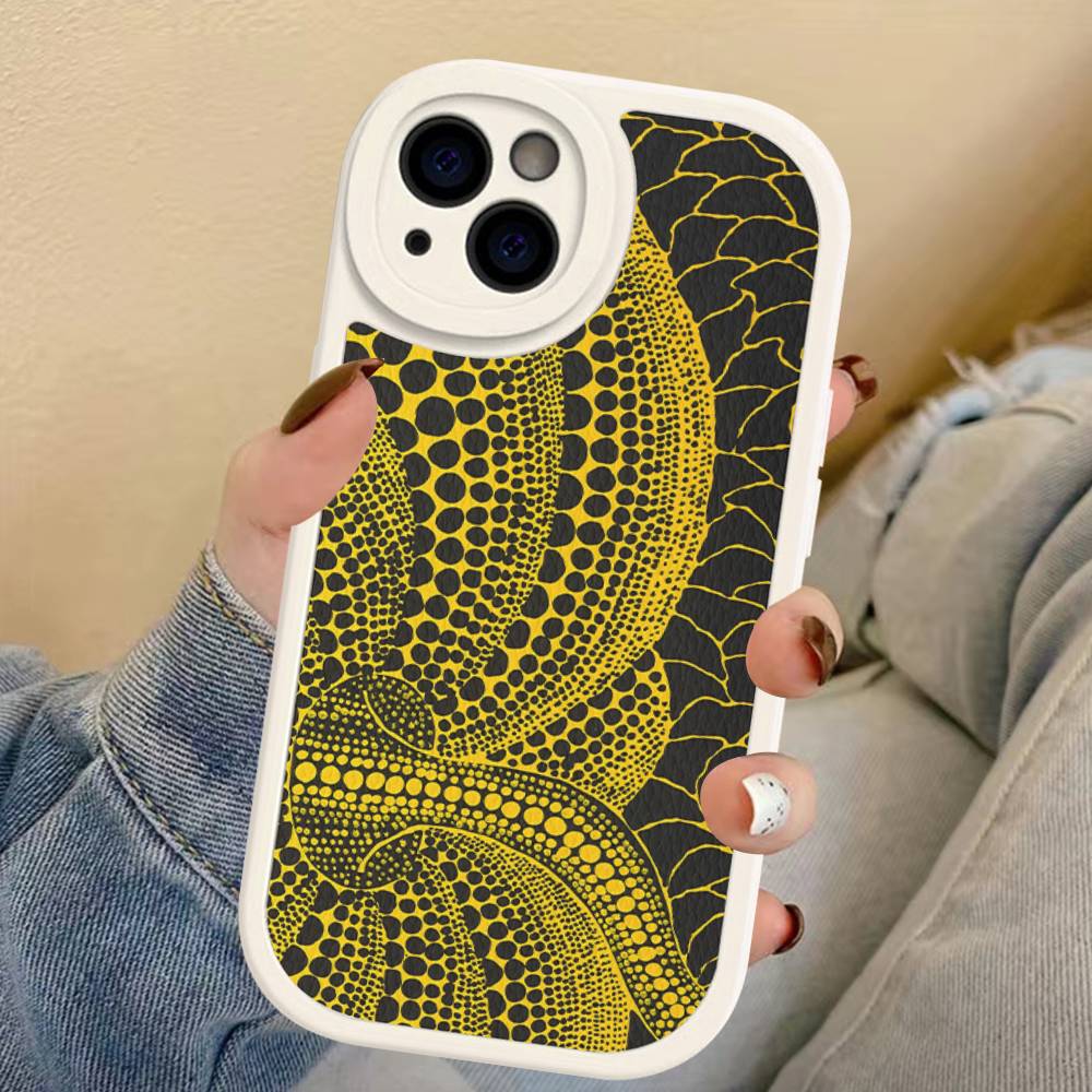 Yayoi Kusama Pumpkin Flower Art For IPhone 16 15 14 13 12 11 Pro Max Plus Leather Phone Cover