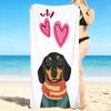 1Pc Love Dachshund Beach Towel, Quick Dry, Multi-Use for Beach Pool Gym Yoga Home Travel, Christmas, Halloween, Xmas Gift M929367