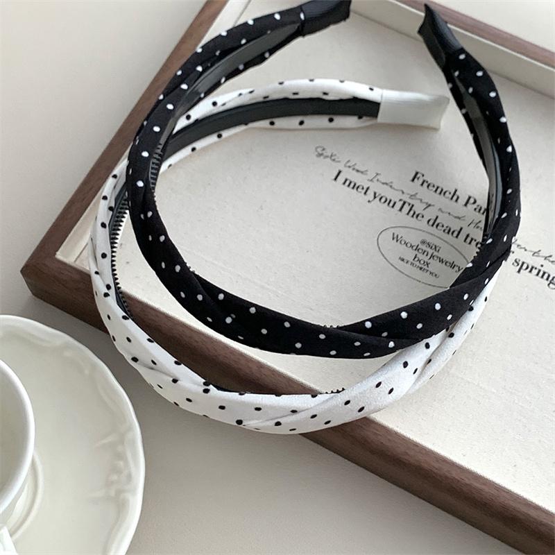 1/2pcs Women Girls White Black Polka Dots Print Headbands Toothed Plastic Hairbands for Woman Hair Accessories