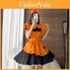 Cute Lolita Pumpkin Maid Halloween Party Costume Dress With Headdress