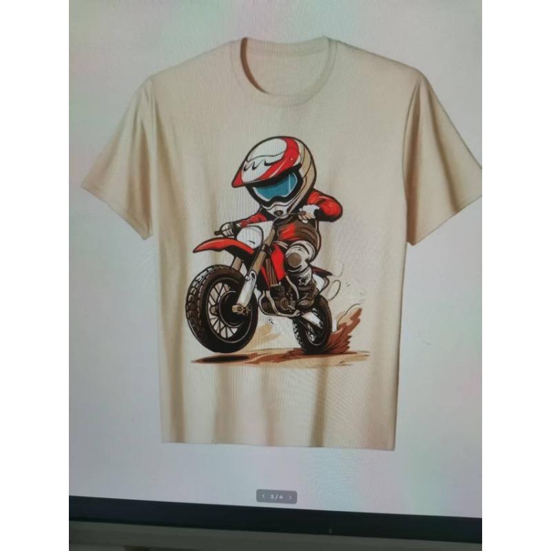 Boys Girls Muddy Track Motorcycle T-shirts Boys Fashion Trends Bottom Shirts See-through Casual Comfortable Boys Girls Best Gift