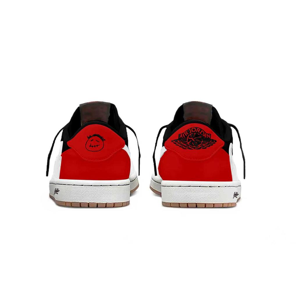 Travis Scott X Jordan Air Jordan 1 Abrasion Resistant Low Top Vintage Basketball Shoes Unisex Red White Black DZ4137-700(Team1565-)