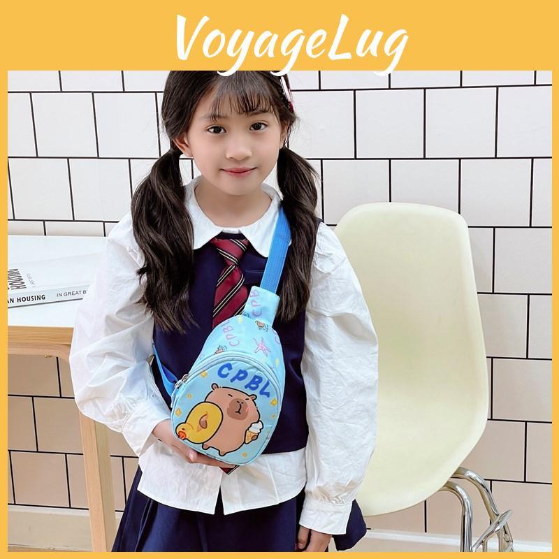 Fun Cartoon Capybara Kids Shoulder Bags Printed Animal Nylon Play Daily Use