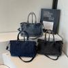 Vintage Denim Tote Bag For Women With Large Capacity And Crossbody Style For Daily Use