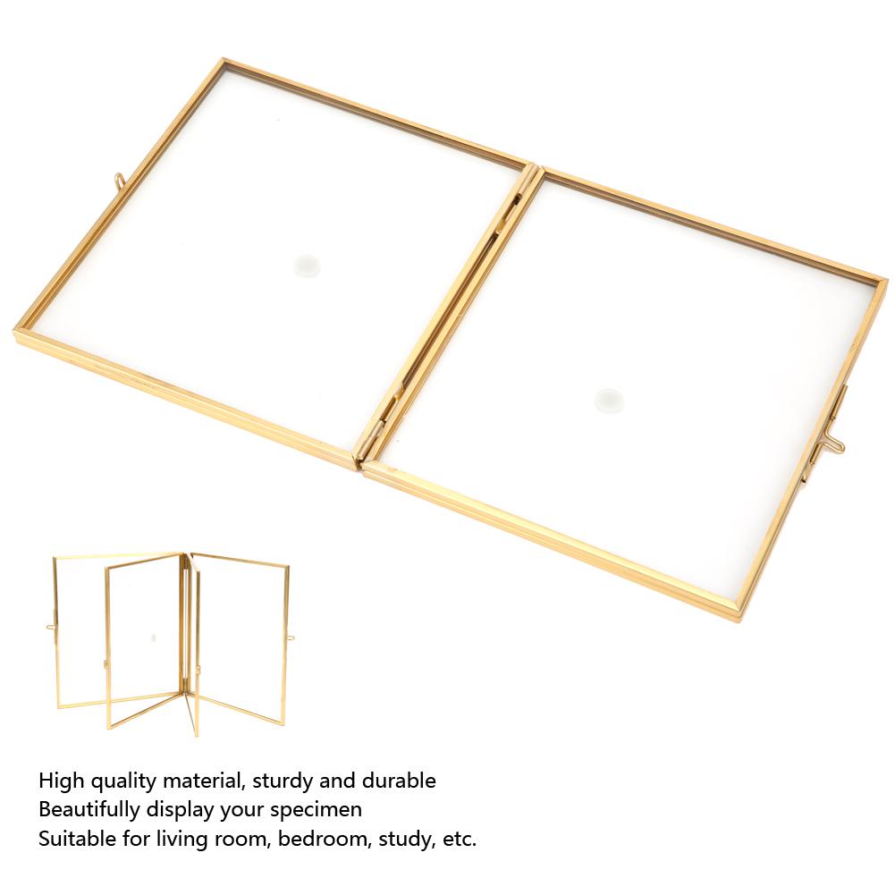 Suport pentru Specimen de Plante din Sticlă cu Două Fețe Clip pentru Flori Uscate Ornament Decorativ pentru Casă 14x16x1.5cm