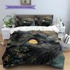 Black Cat Pattern Bedding Quilt Set  Home Decoration  Gift (1 * Duvet Cover + 2 * Pillowcase  Without Core)