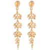 Fashion Gold Plated Leaf Drop Earrings For Women With Crystals Elegant Party Jewelry