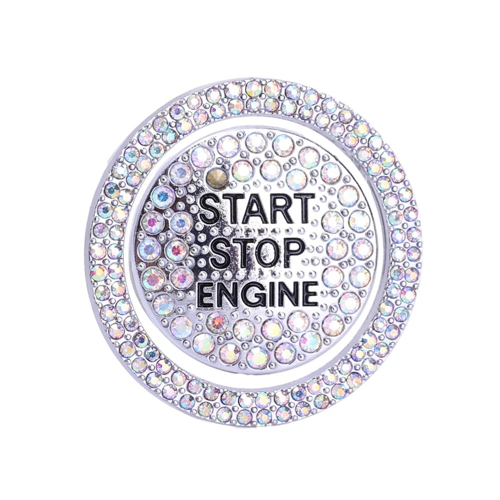 

2 шт./компл. наклейка на кнопку запуска автомобиля, кольцо со стразами, круглая отделка, защитная крышка, алмазная декоративная наклейка, автомобильные аксессуары