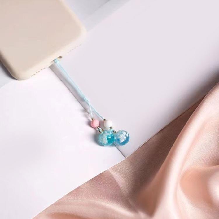 User Friendly Silicone Phone Lanyard Portable Blue White Cloud Glowing Phone Lanyard Unique Phone Chain Accessory