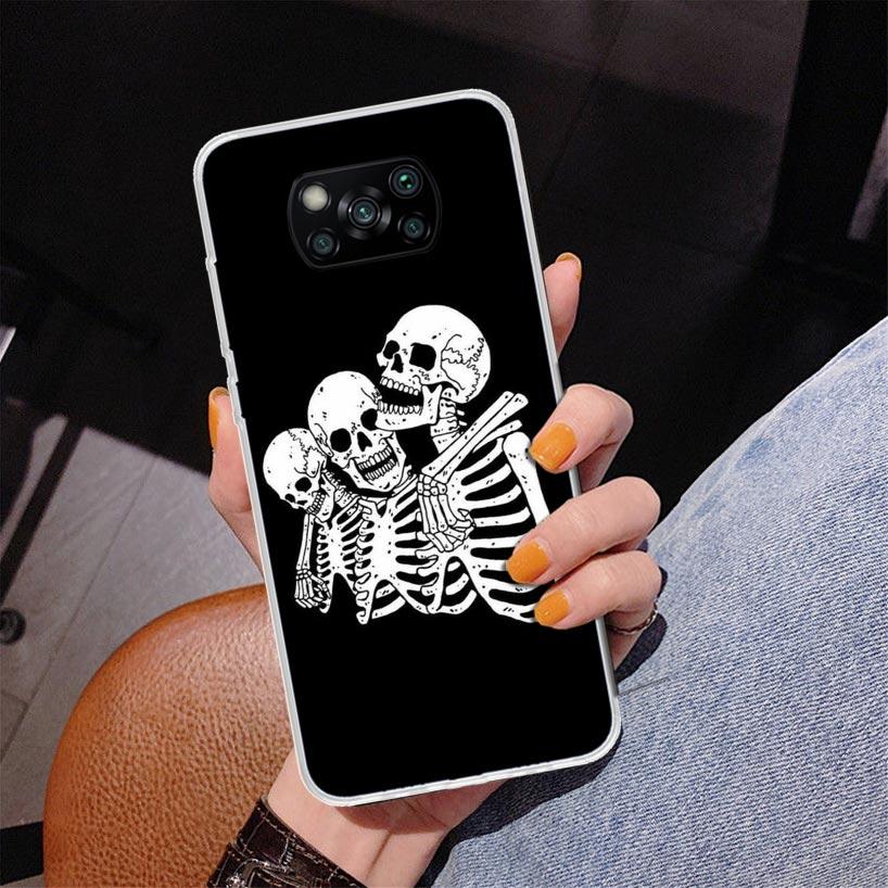 Spooky Skull Funny Dance Skeleton Phnoe Case for Xiaomi Poco X5 X6 X7 Pro X4 Gt F7 Ultra M8 M7 Redmi 15C 15 13C 13 12C 12 Unique