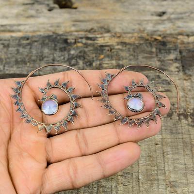 Milky Opal Earring Electroformed Copper Earring Electroformed Jewelry Top Quality Gemstone Earrings Handmade Copper Jewelry Gift For Mother