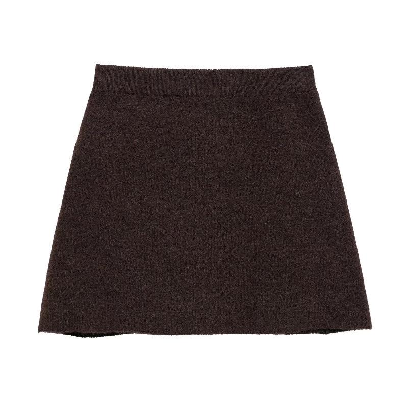 European American Women s French Niche Knit Top + Skirt Set - Round Neck Style S юбки