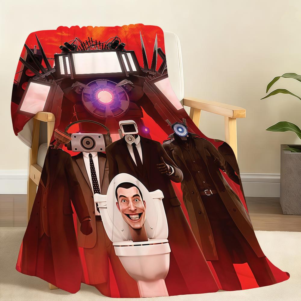 Funny Cool S Skibidi T Toilet Anime TV Blanket Soft Throw Blanket for Home Bedroom Bed Sofa Picnic Travel Office RestBlanketGift