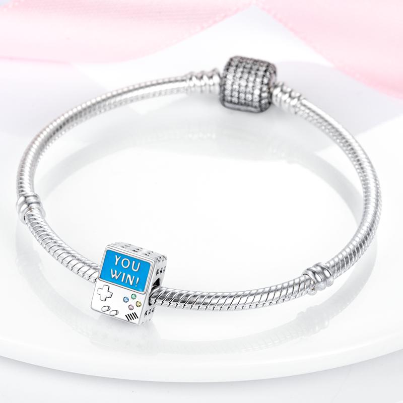 Original Charms Copper Creative Blue Game Console Beads Fit Charms Plata Bracelets For Women Women Jewelry Making Diy