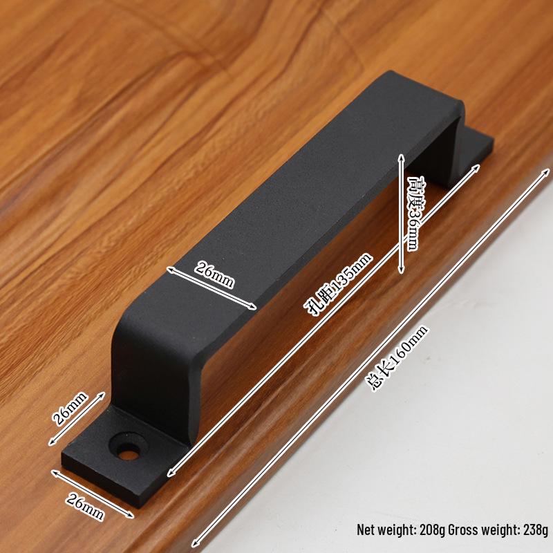 Black Exposed Handle: Easy-to-Install Large Wooden Door Handle for Cabinets and Rooms